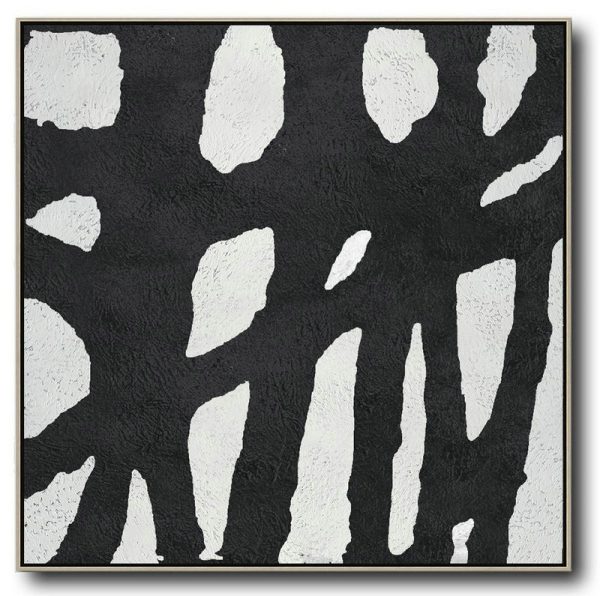 Huge Abstract Painting On Canvas,Oversized Minimal Black And White Painting - Original Art