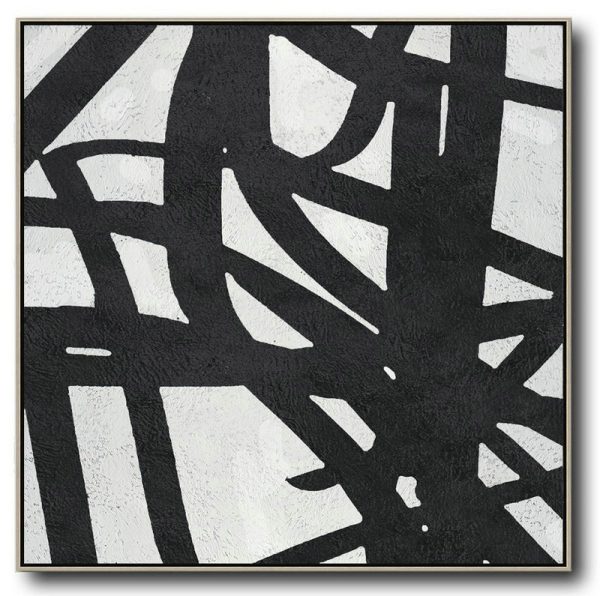 Original Painting Hand Made Large Abstract Art,Oversized Minimal Black And White Painting - Original Art Acrylic Painting