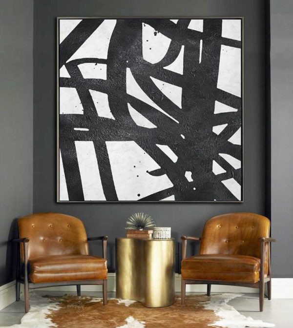 Original Painting Hand Made Large Abstract Art,Oversized Minimal Black And White Painting - Original Art Acrylic Painting - Image 3