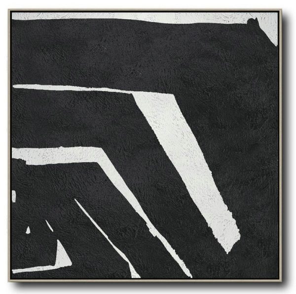 Extra Large Painting,Oversized Minimal Black And White Painting - Oversized Art