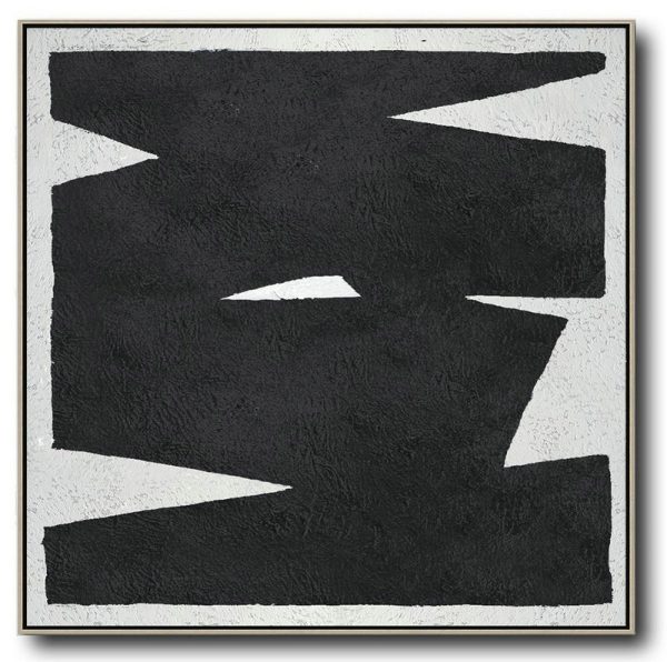 Handmade Large Contemporary Art,Oversized Minimal Black And White Painting - Artwork For Sale