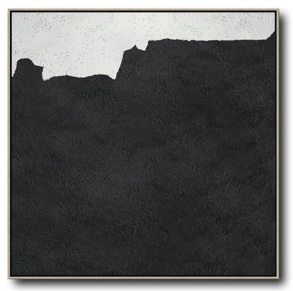 Handmade Large Painting,Oversized Minimal Black And White Painting - Abstract Oil Painting