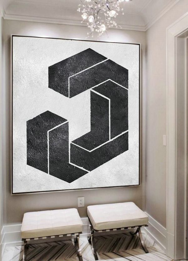 Abstract Painting Extra Large Canvas Art,Oversized Minimal Black And White Painting - Art Work - Image 5