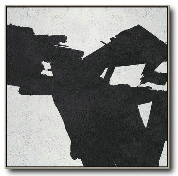 Extra Large Canvas Art,Oversized Minimal Black And White Painting - Modern Art