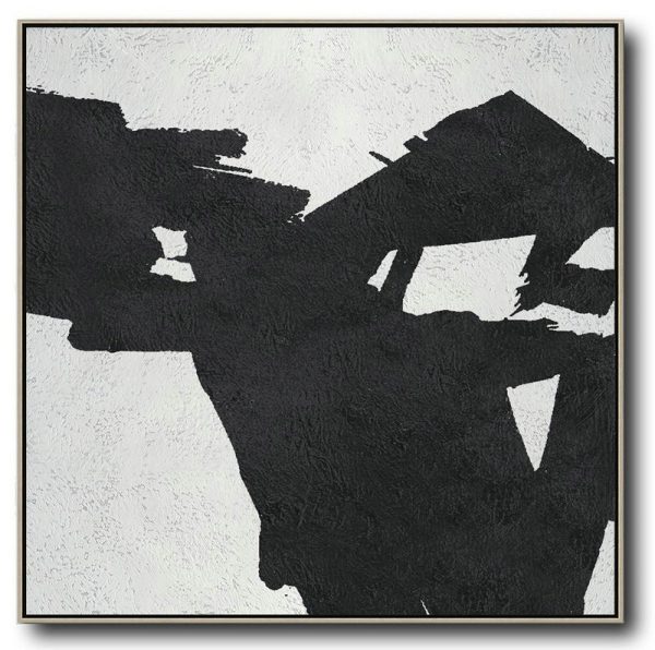 Extra Large Canvas Art,Oversized Minimal Black And White Painting - Modern Art