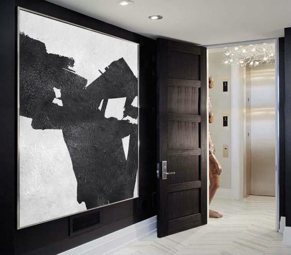 Extra Large Canvas Art,Oversized Minimal Black And White Painting - Modern Art - Image 3