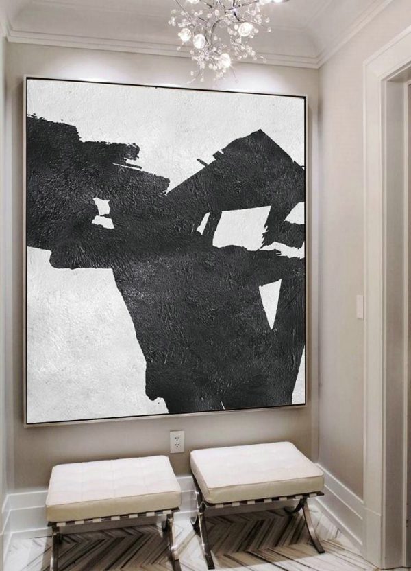 Extra Large Canvas Art,Oversized Minimal Black And White Painting - Modern Art - Image 5