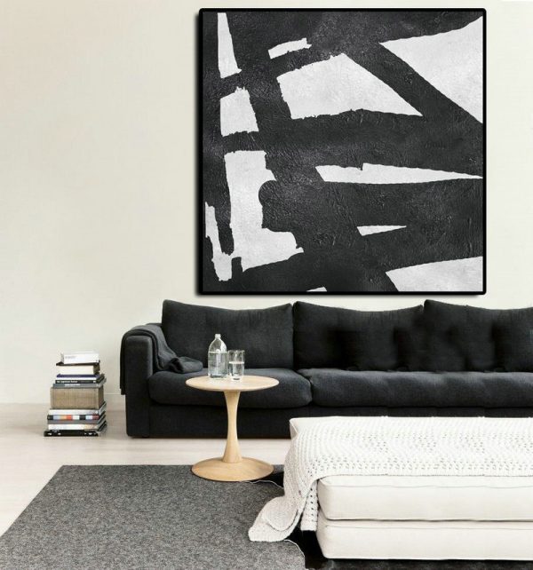 Original Artwork Extra Large Abstract Painting,Oversized Minimal Black And White Painting - Modern Paintings - Image 2
