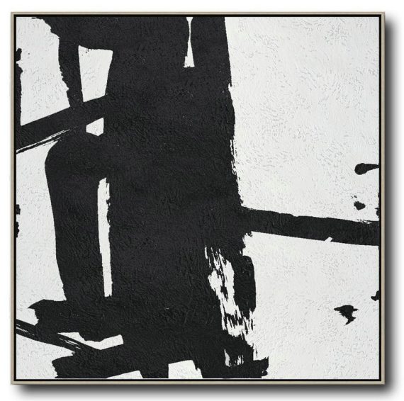 Hand Made Abstract Art,Oversized Minimal Black And White Painting - Acrylic Painting On Canvas