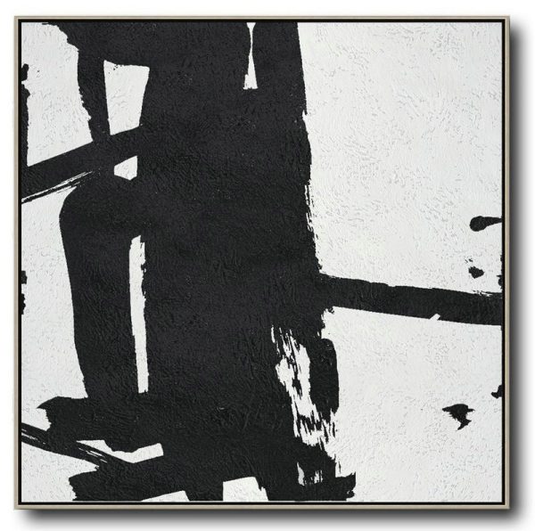Hand Made Abstract Art,Oversized Minimal Black And White Painting - Acrylic Painting On Canvas