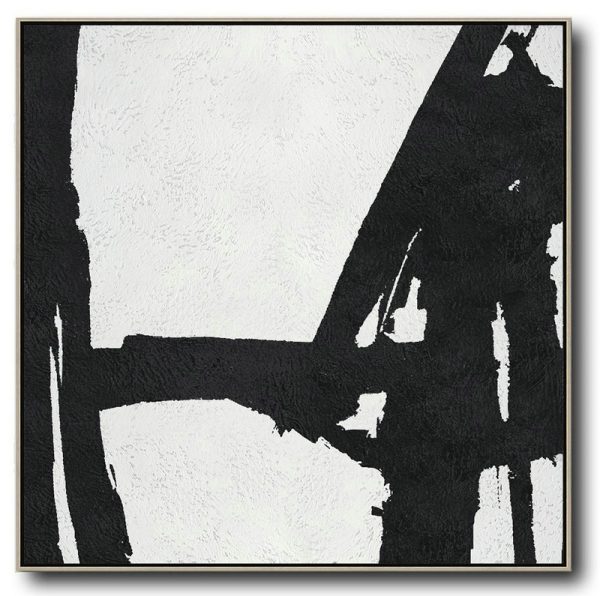 Handmade Large Painting,Oversized Minimal Black And White Painting - Large Abstract Wall Art
