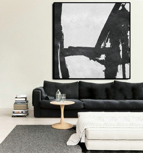 Handmade Large Painting,Oversized Minimal Black And White Painting - Large Abstract Wall Art - Image 5