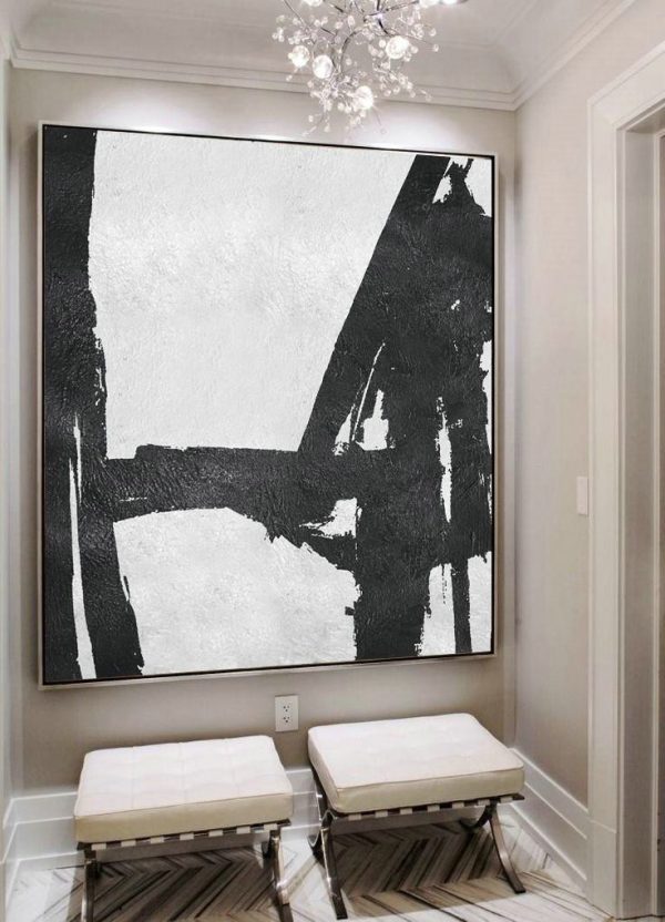 Handmade Large Painting,Oversized Minimal Black And White Painting - Large Abstract Wall Art - Image 6