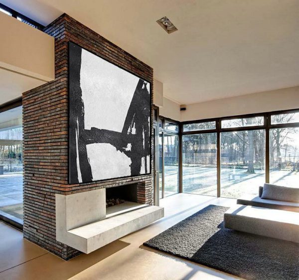 Handmade Large Painting,Oversized Minimal Black And White Painting - Large Abstract Wall Art - Image 7