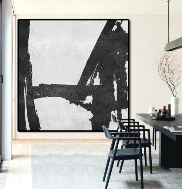 Handmade Large Painting,Oversized Minimal Black And White Painting - Large Abstract Wall Art - Image 8