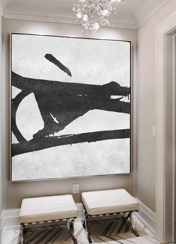 Original Artwork Extra Large Abstract Painting,Oversized Minimal Black And White Painting - Modern Canvas Art - Image 5