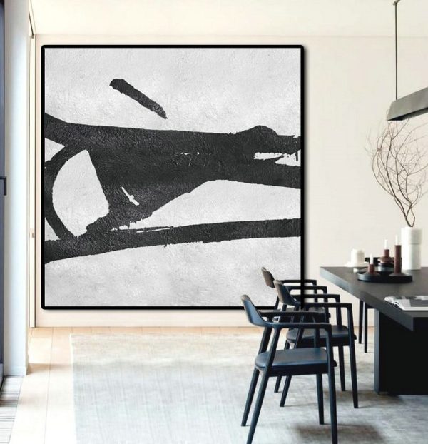 Original Artwork Extra Large Abstract Painting,Oversized Minimal Black And White Painting - Modern Canvas Art - Image 6