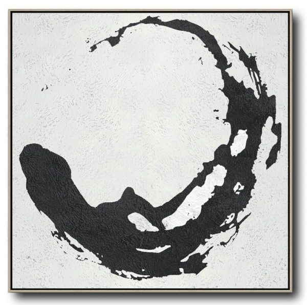 Handmade Large Contemporary Art,Oversized Minimal Black And White Painting - Hand Paint Large Art