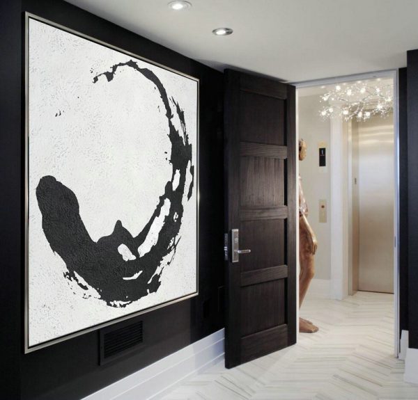 Handmade Large Contemporary Art,Oversized Minimal Black And White Painting - Hand Paint Large Art - Image 3