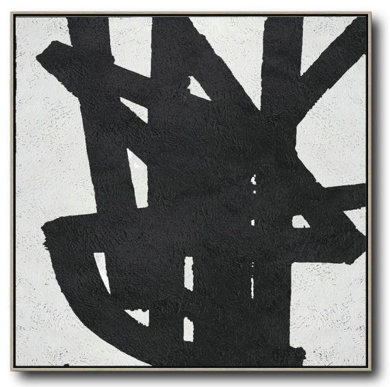Handmade Extra Large Contemporary Painting,Oversized Minimal Black And White Painting - Wall Art Painting
