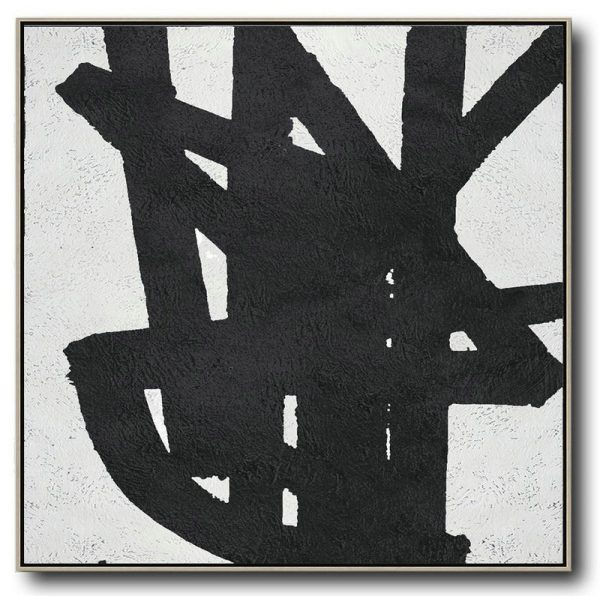 Handmade Extra Large Contemporary Painting,Oversized Minimal Black And White Painting - Wall Art Painting