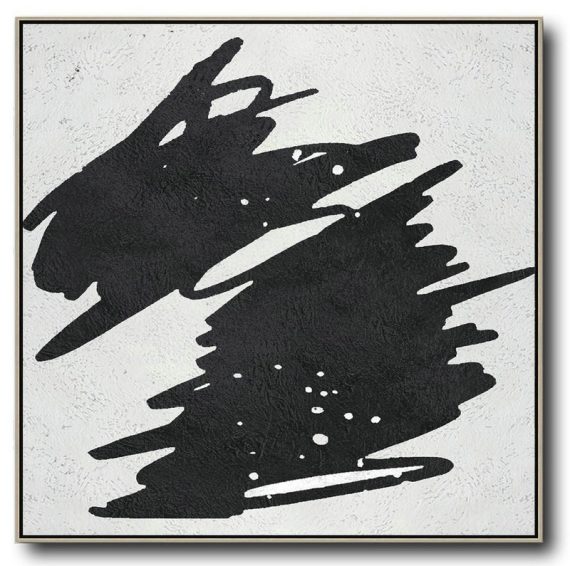 Extra Large Textured Painting On Canvas,Oversized Minimal Black And White Painting - Colorful Wall Art