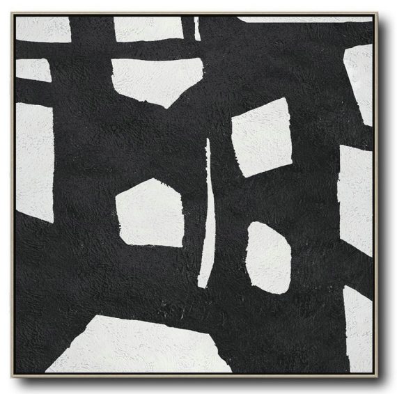 Large Abstract Art,Oversized Minimal Black And White Painting - Personalized Canvas Art