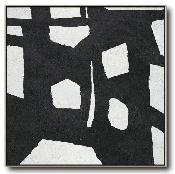 Large Abstract Art,Oversized Minimal Black And White Painting - Personalized Canvas Art