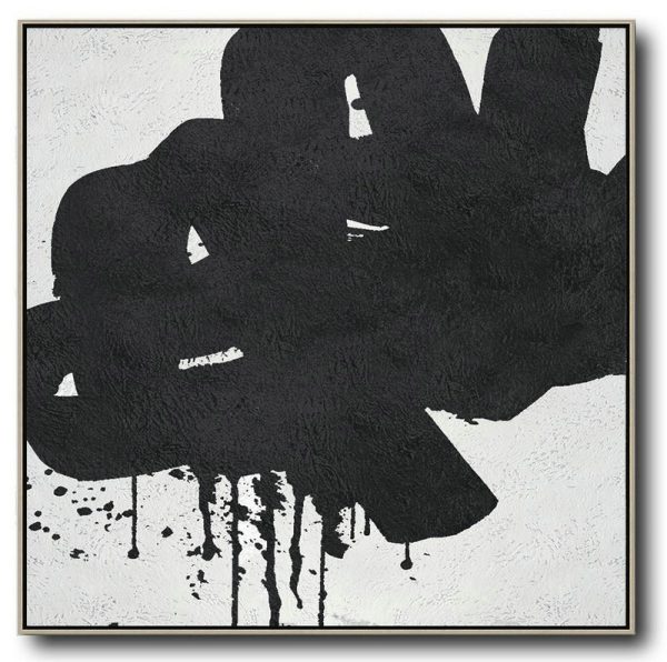 Handmade Painting Large Abstract Art,Oversized Minimal Black And White Painting - Large Wall Canvas Paintings
