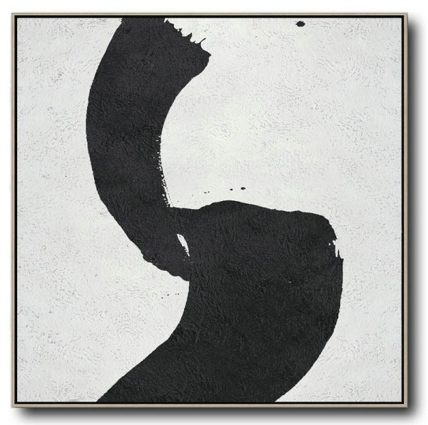 Large Contemporary Art Acrylic Painting,Oversized Minimal Black And White Painting - Original Art
