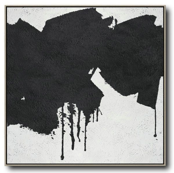 Extra Large Acrylic Painting On Canvas,Oversized Minimal Black And White Painting - Decorating A Big Living Room