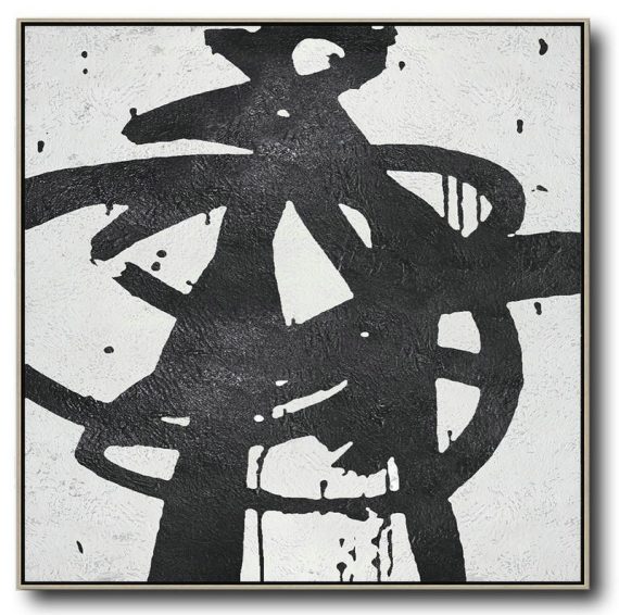 Extra Large Painting,Oversized Minimal Black And White Painting - Lounge Room Decor