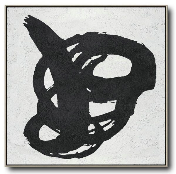 Handmade Large Contemporary Art,Oversized Minimal Black And White Painting - Family Wall Decor