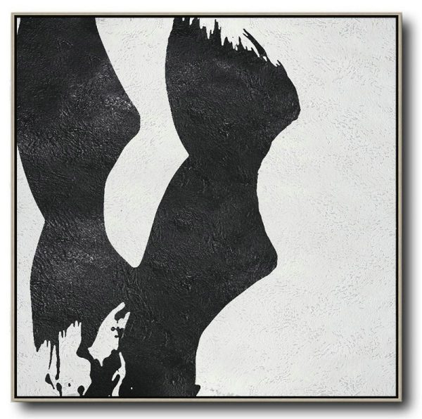 Large Abstract Art,Oversized Minimal Black And White Painting - Pretty Abstract Paintings