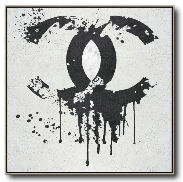 Extra Large Abstract Painting On Canvas,Oversized Minimal Black And White Painting - Contemporary Abstract Painting