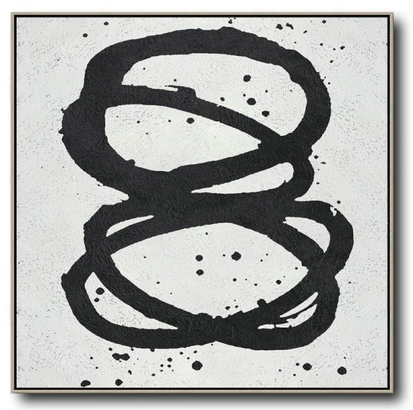 Extra Large 72 Acrylic Painting,Oversized Minimal Black And White Painting - Modern Art Oil Painting