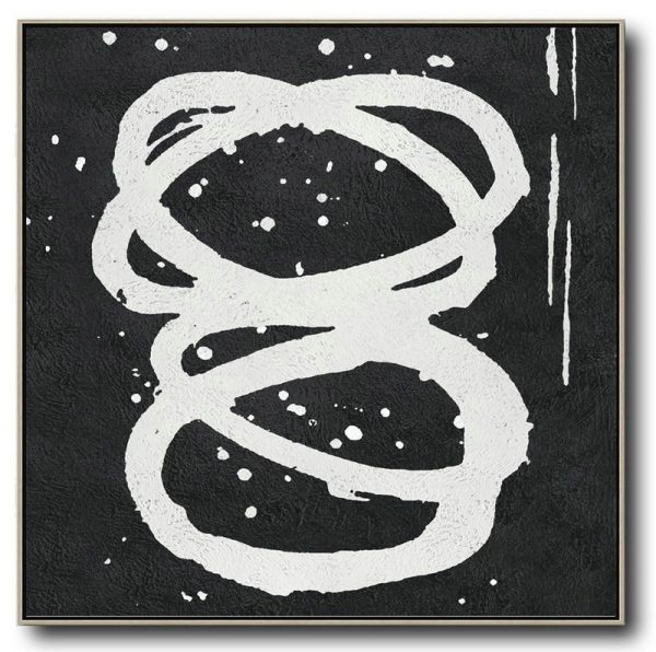 Handmade Large Painting,Oversized Minimal Black And White Painting - Original Abstract Art Paintings