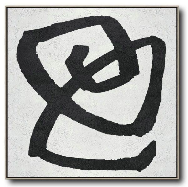 Extra Large Acrylic Painting On Canvas,Oversized Minimal Black And White Painting - Modern Painting Abstract