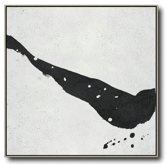 Handmade Extra Large Contemporary Painting,Oversized Minimal Black And White Painting - Custom Oil Painting