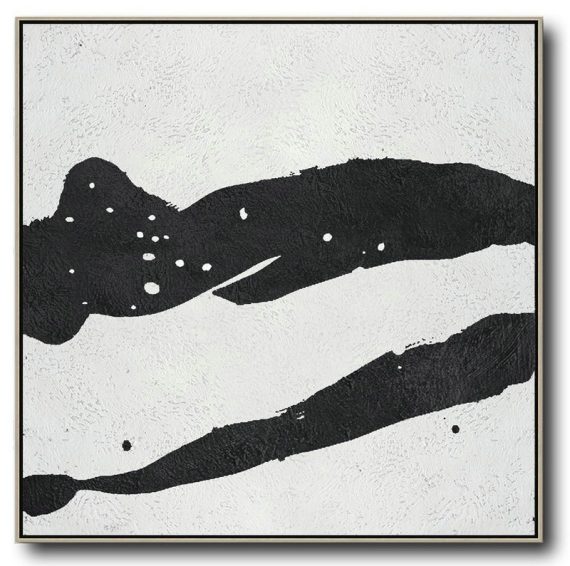 Extra Large Textured Painting On Canvas,Oversized Minimal Black And White Painting - Contemporary Canvas Paintings