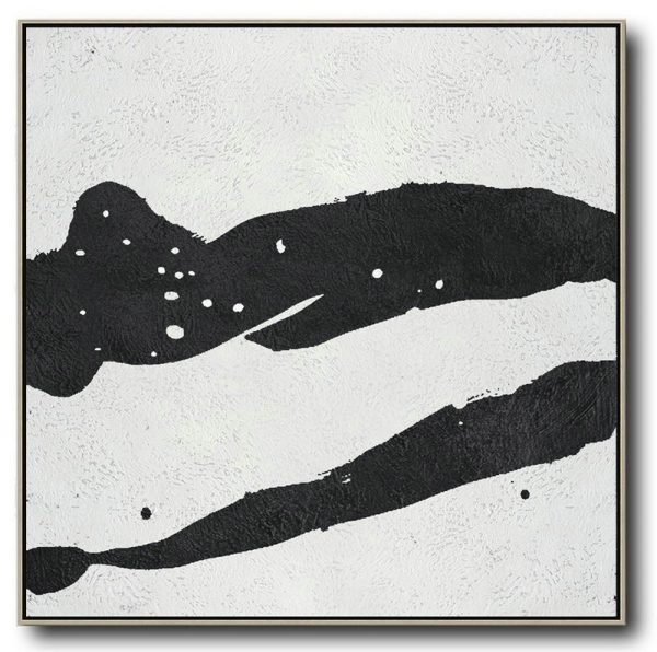 Extra Large Textured Painting On Canvas,Oversized Minimal Black And White Painting - Contemporary Canvas Paintings