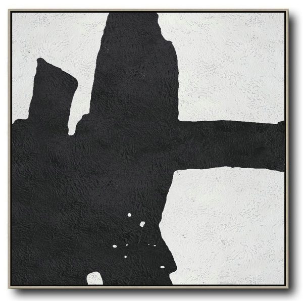 Large Abstract Art,Oversized Minimal Black And White Painting - Abstract Paintings On Sale