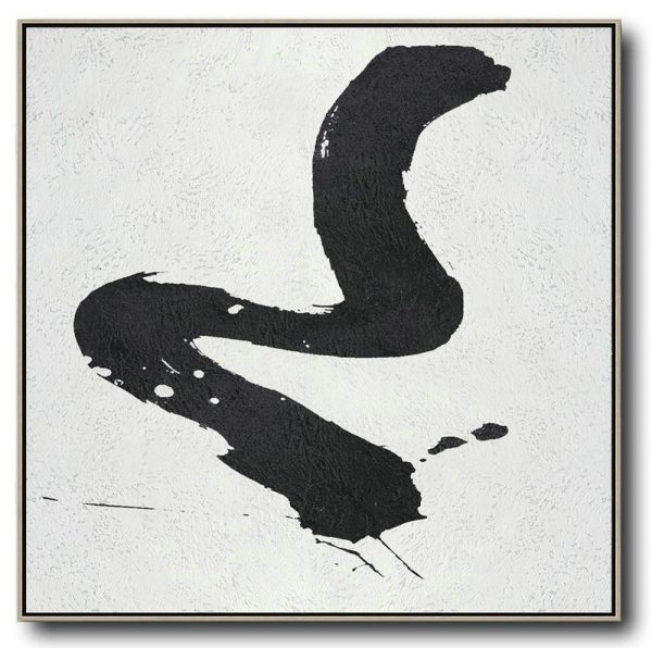 Large Abstract Art,Oversized Minimal Black And White Painting - Contemporary Art Canvas Painting