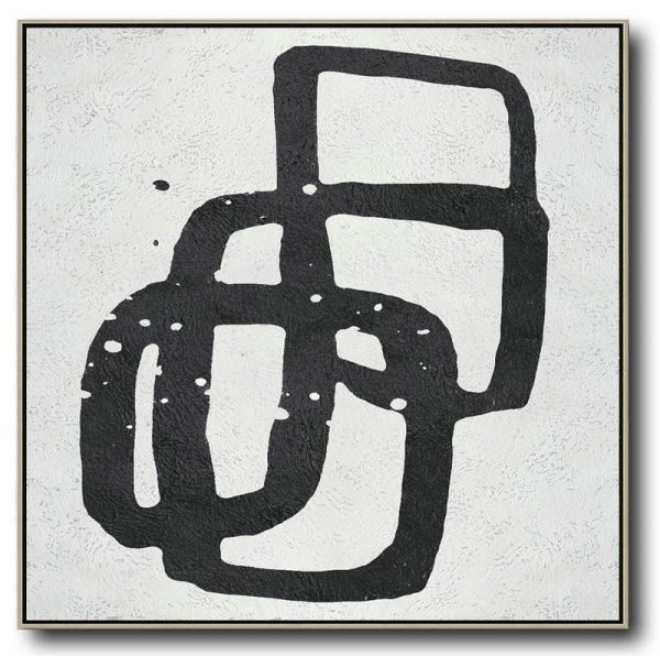 Large Abstract Art Handmade Painting,Oversized Minimal Black And White Painting - Canvas Wall Art Home Decor