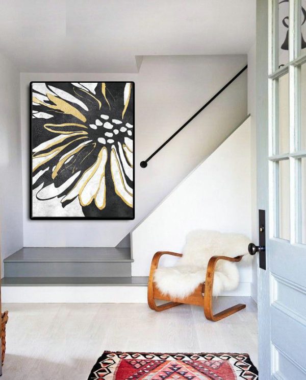 Original Abstract Painting Extra Large Canvas Art,Hand-Painted Black And White Minimal Painting On Canvas - Large Wall Canvas - Image 5