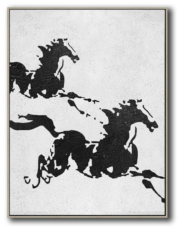 Lounge Room Decor,Black And White Minimal Painting On Canvas - Family Wall Decor