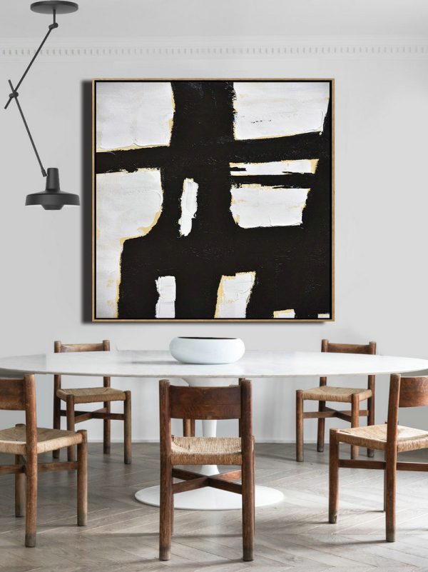 Handmade Large Contemporary Art,Handmade Minimal Art Palette Knife Canvas Painting, Black White Beige - Original Art Acrylic Painting - Image 3