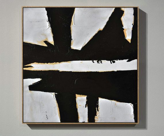 Huge Abstract Painting On Canvas,Handmade Minimal Art Palette Knife Canvas Painting, Black White Beige - Big Canvas Painting