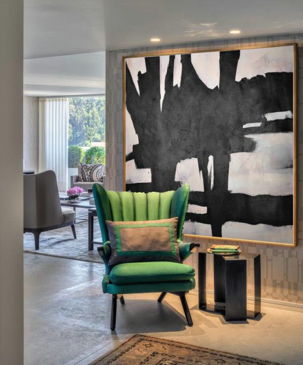 Extra Large Canvas Art,Hand-Painted Oversized Minimal Black And White Painting - Modern Wall Decor - Image 3