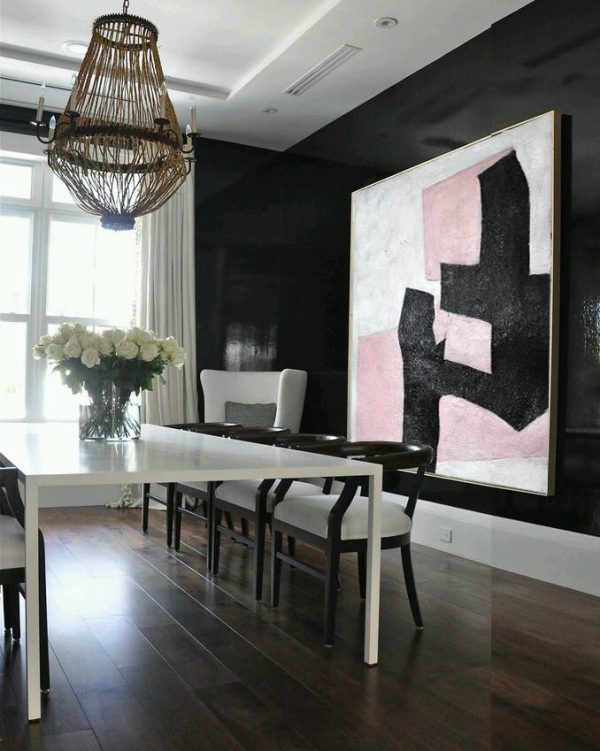 Handmade Extra Large Contemporary Painting,Hand-Painted Oversized Minimal Black And White Painting - Hand Paint Large Art - Image 2